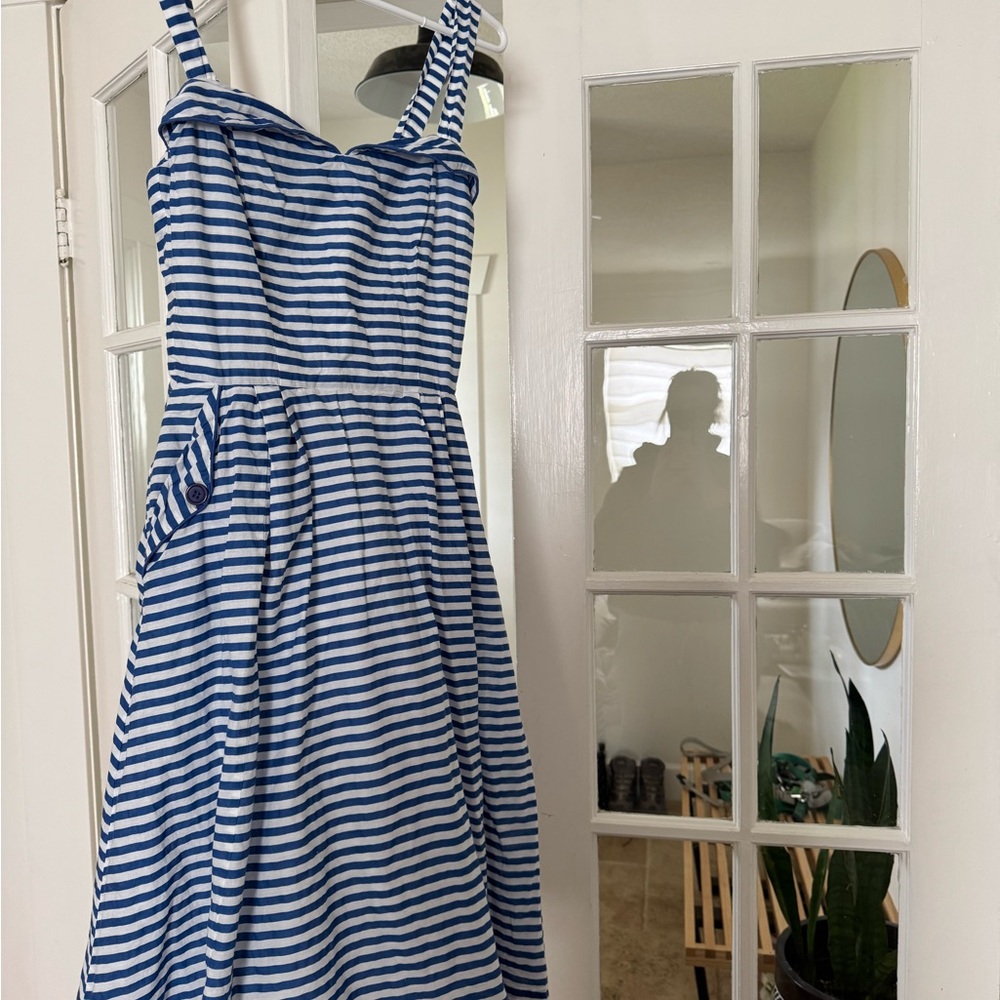 Blue and White Striped Dress